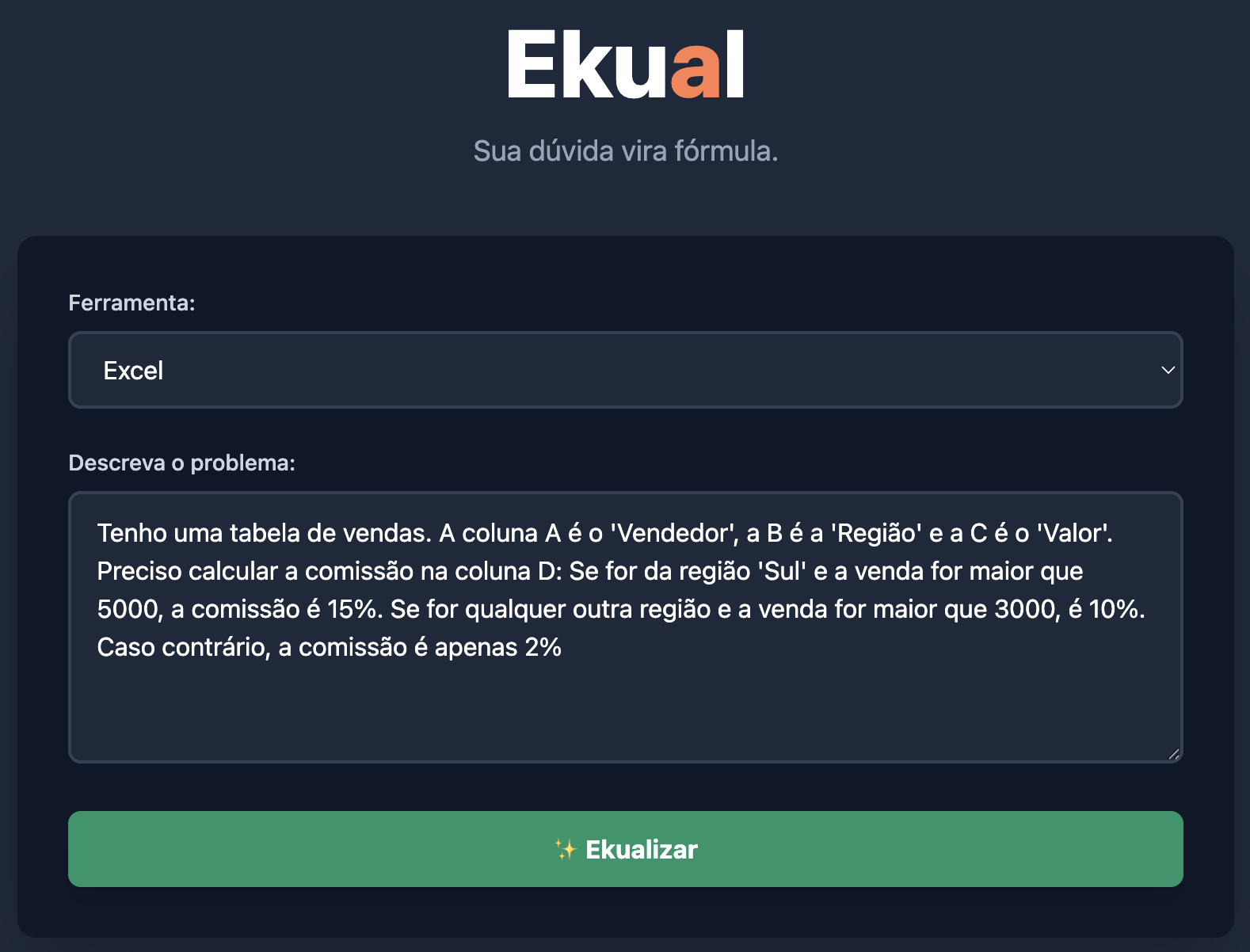 Ekual - Fórmulas em segundos